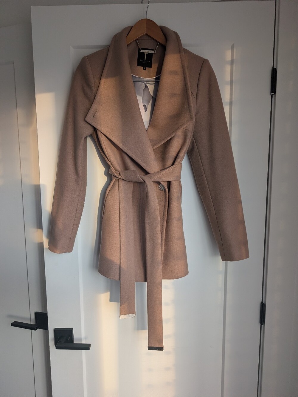 Ted Baker Blush Pink Wool-Cashmere Pea Coat